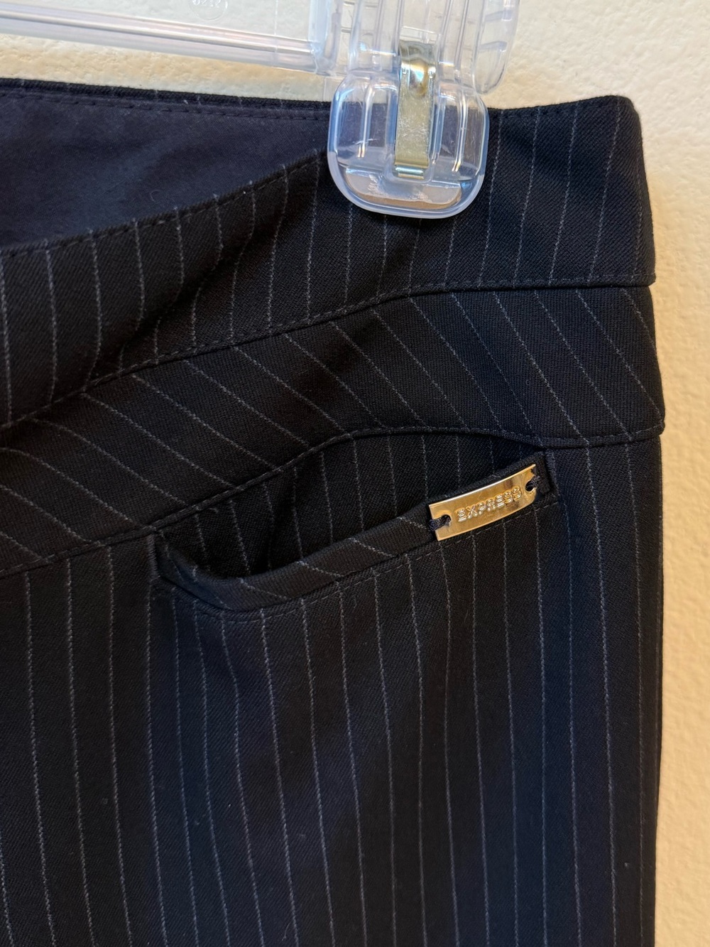 Black pinstripe Express Editor career pants